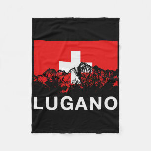Lugano Switzerland Swiss Flag Ski  Fleece Blanket