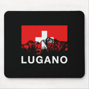 Lugano Switzerland Swiss Flag Ski Mouse Pad