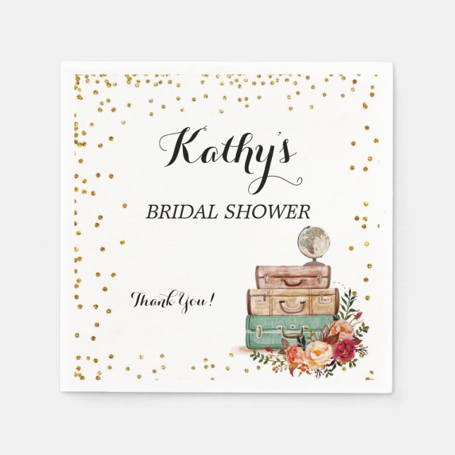 Luggage Bridal Shower Napkins (Front)