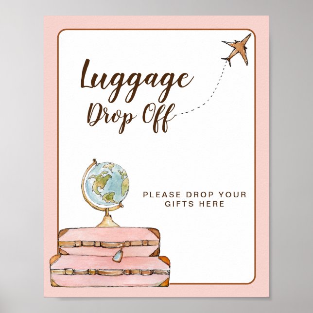 Luggage drop off sign Travel Bridal shower sign (Front)