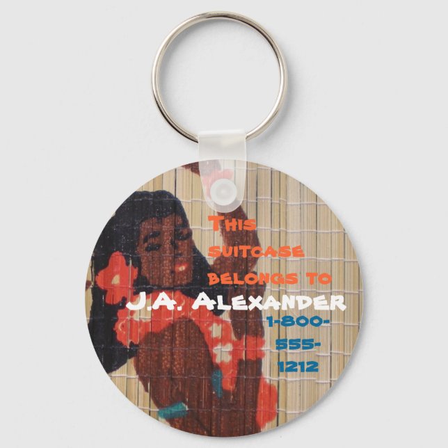 Luggage I.D. Tag Hula Dancer Key Ring (Front)