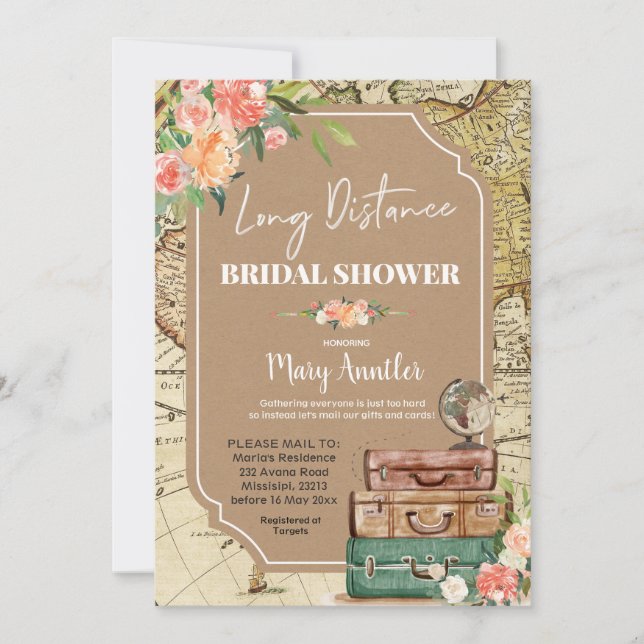 Luggage Long Distance Bridal Shower Invitation (Front)