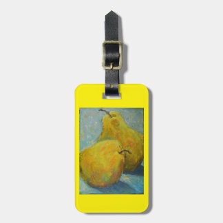 Luggage or Purse tag with yellow pears on blue