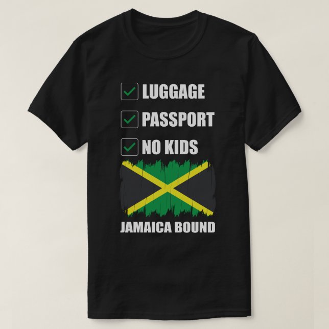 Luggage Passport No Kids Jamaica Bound Couple Trip T-Shirt (Design Front)