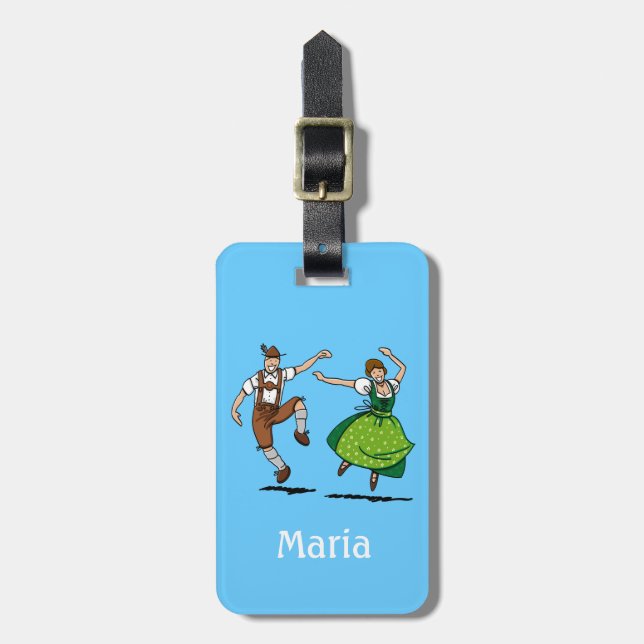 Luggage Tag BEER FESTIVAL Dancing Couple (Front Vertical)