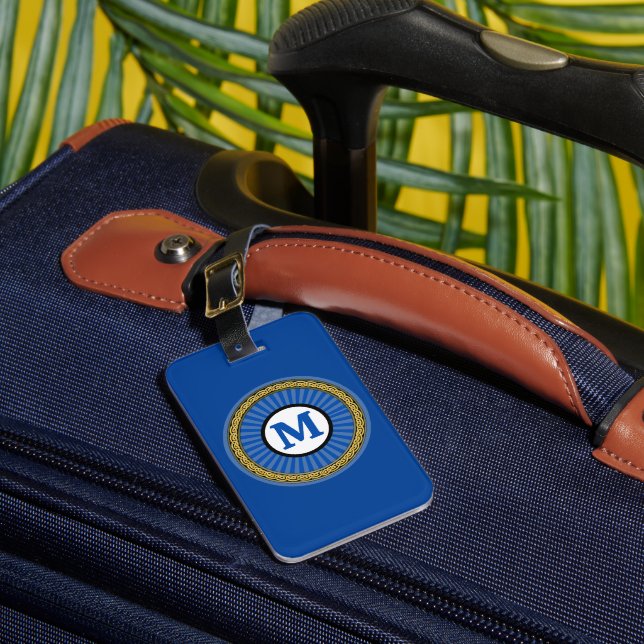 Luggage Tag  Blue - Personalised - Add Initial (Front Insitu 1)