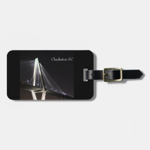 luggage tag, Bridge at night Charleston SC Tag