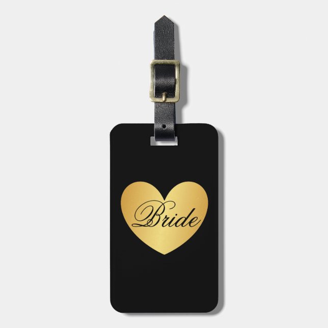Luggage Tag | Golden Heart Bride (Front Vertical)