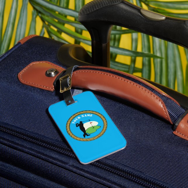 Luggage Tag Golf - Add Name - Golfer (Front Insitu 1)