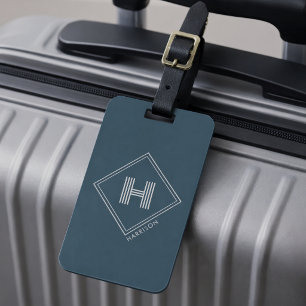 Luggage Tag Modern Geometric Monogram Initial