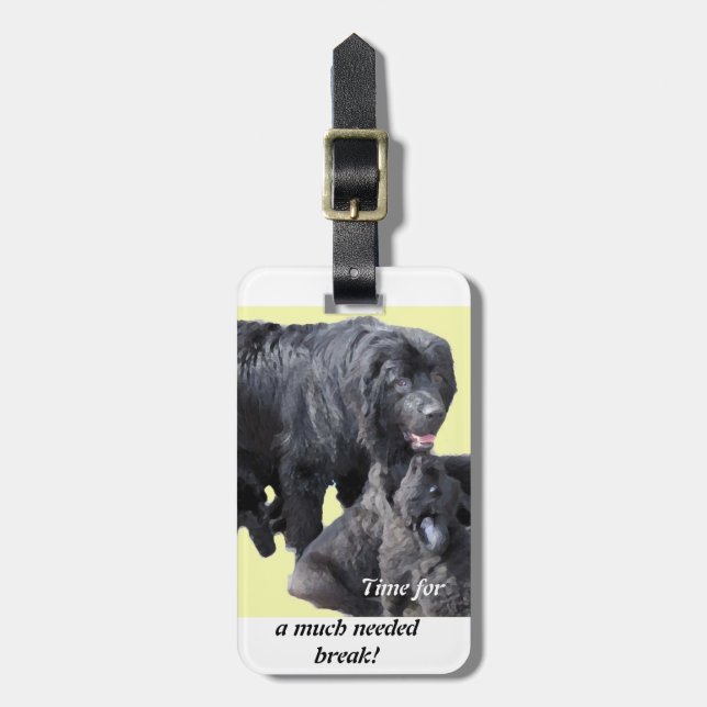 Luggage Tag Newfoundland pups (Front Vertical)