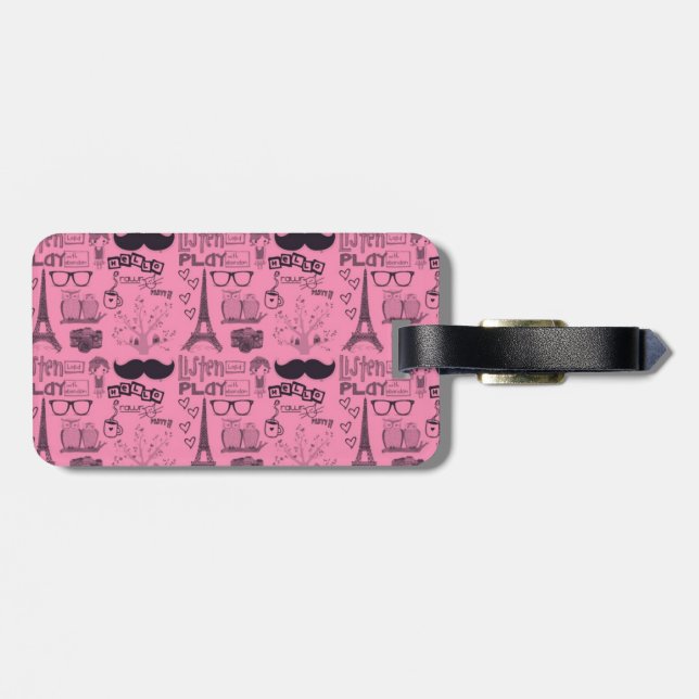 luggage tag, paris, eiffel tower, moustache tag (Back Horizontal)