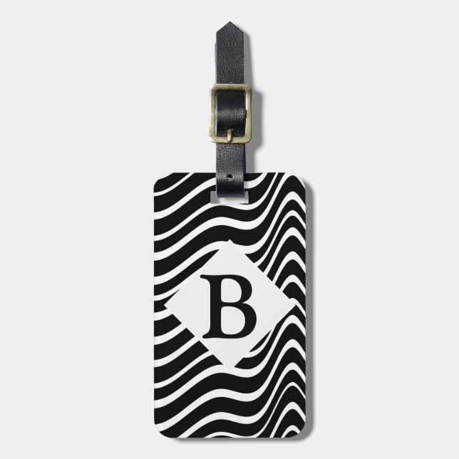 luggage tag personalise it black and white (Front Vertical)
