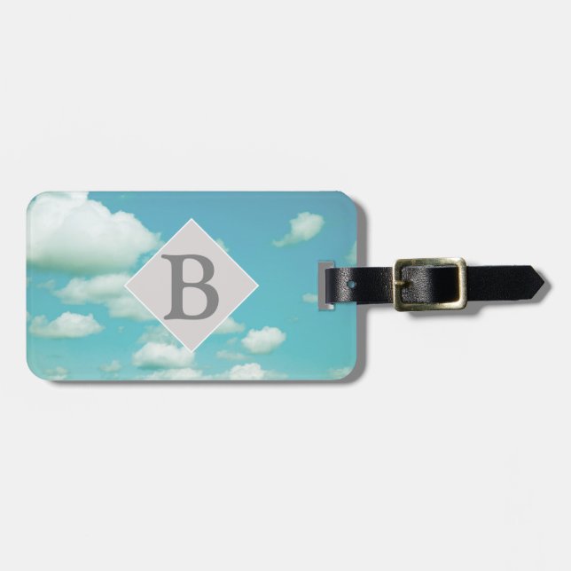 luggage tag personalise it blue sky with clouds (Front Horizontal)