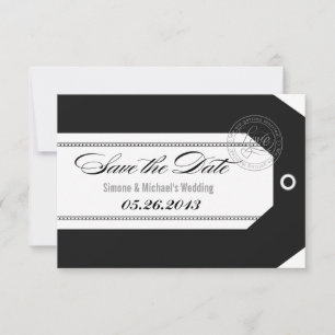 Luggage Tag Save the Dates classic black and white Date