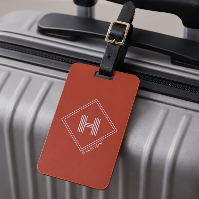 Luggage Tag | Stylish Geometric Initial Monogram (Creator Uploaded)