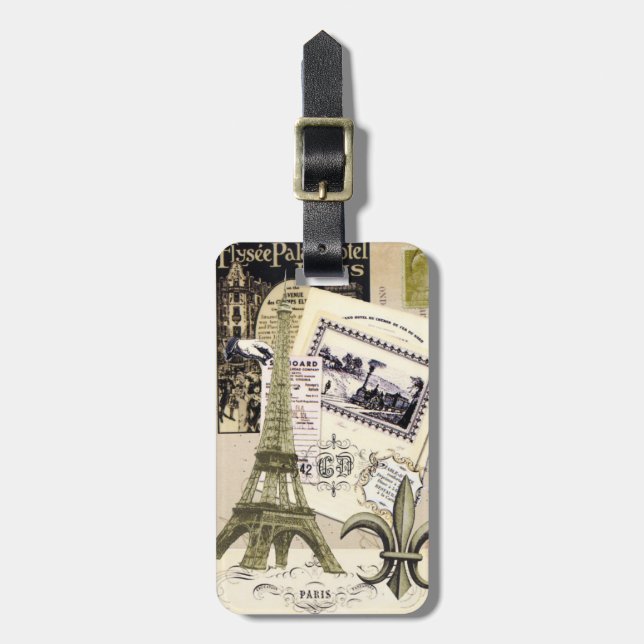 Luggage Tag..Vintage Everything Paris Tag (Front Vertical)