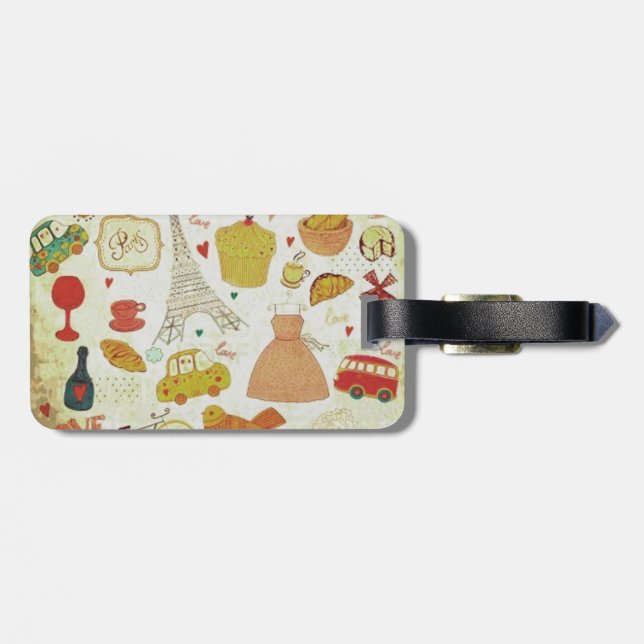 luggage tag, vintage,paris, eiffel tower tag (Back Horizontal)