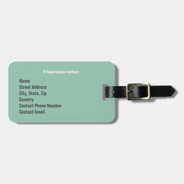 Luggage Tag w/ leather strap (Front Horizontal)