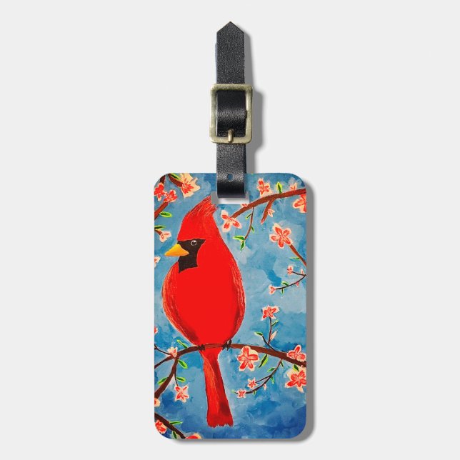 Luggage Tag with Charlie Cardinal (Front Vertical)
