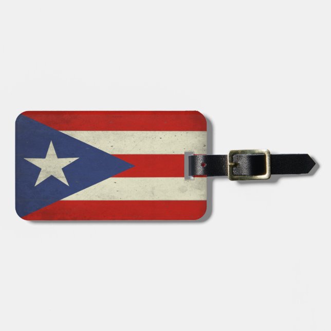 Luggage Tag with Cool Flag from Puerto Rico (Front Horizontal)