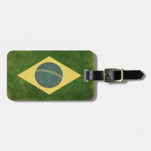 Luggage Tag with Dirty Vintage Flag from Brazil