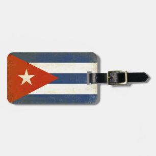 Luggage Tag with Distressed Vintage Flag from Cuba