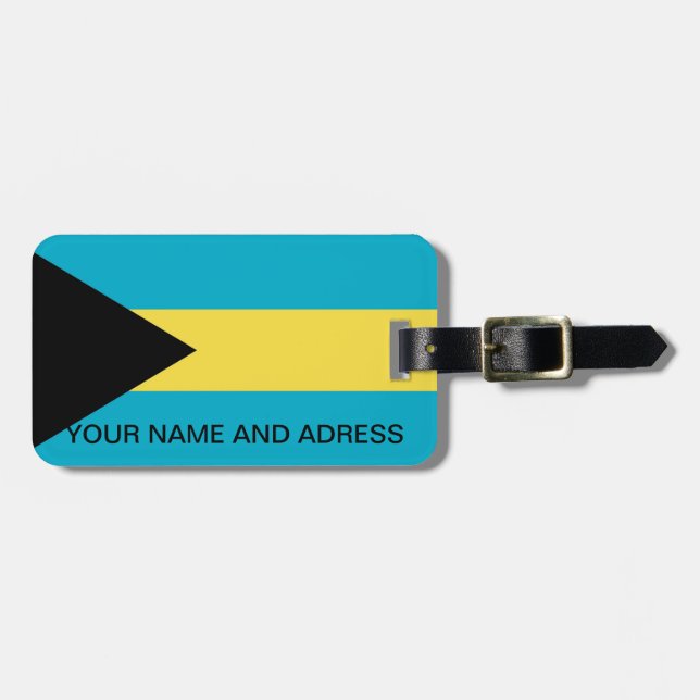Luggage Tag with Flag of Bahamas (Front Horizontal)
