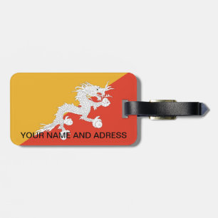 Luggage Tag with Flag of Bhutan