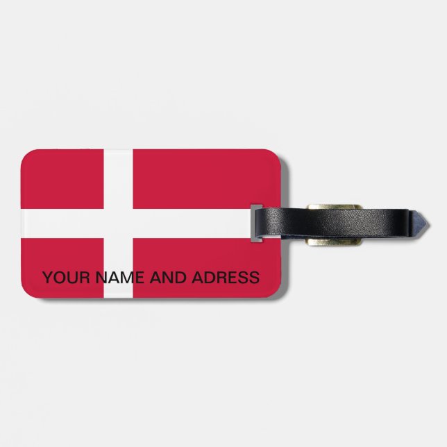 Luggage Tag with Flag of Denmark (Back Horizontal)