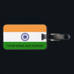 Luggage Tag with Flag of India<br><div class="desc">Easily identify your luggage with our distinctive luggage tag featuring the flag of India! Crafted with meticulous attention to detail, this luggage tag proudly displays the vibrant flag of India. The flag features three horizontal stripes of saffron (top), white (middle), and green (bottom) with a navy blue Ashoka Chakra (wheel)...</div>