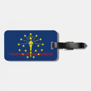 Luggage Tag with Flag of Indiana, USA