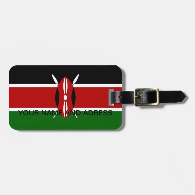 Luggage Tag with Flag of Kenya (Front Horizontal)