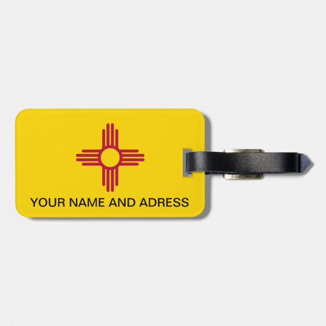 Luggage Tag with Flag of New Mexico, USA (Back Horizontal)