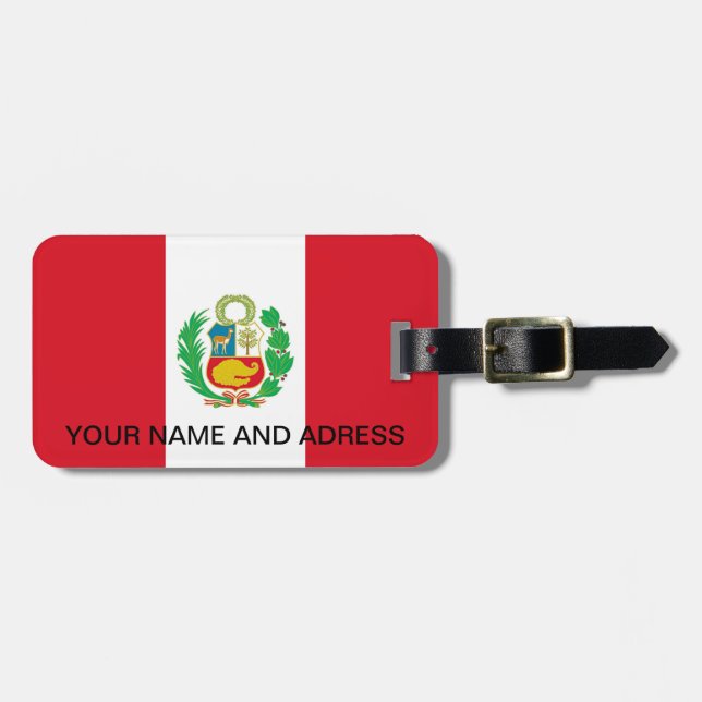 Luggage Tag with Flag of Peru (Front Horizontal)