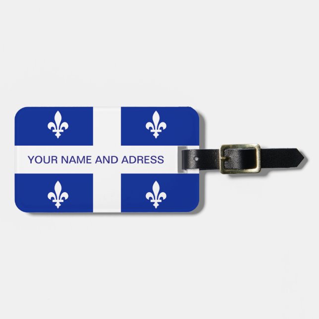 Luggage Tag with Flag of Quebec, Canada (Front Horizontal)