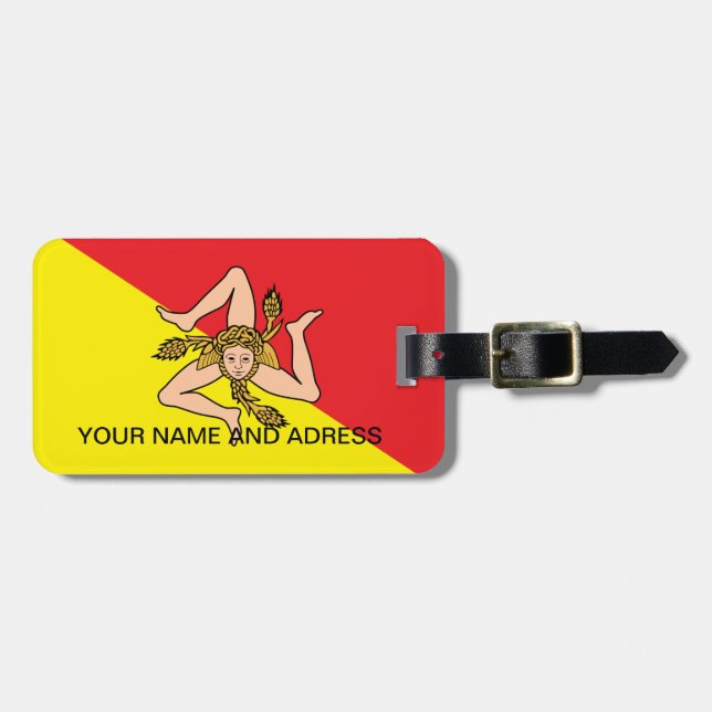 Luggage Tag with Flag of Sicily, Italy (Front Horizontal)