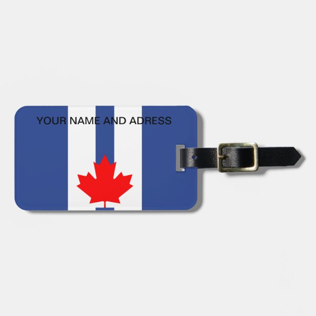 Luggage Tag with Flag of Toronto, Canada (Front Horizontal)