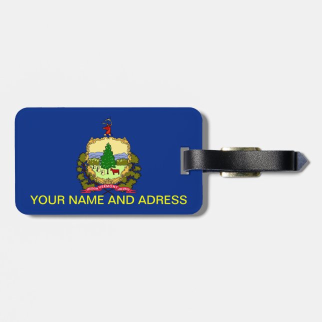 Luggage Tag with Flag of Vermont, USA (Back Horizontal)