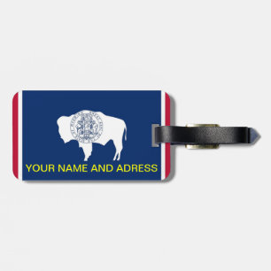 Luggage Tag with Flag of Wyoming, USA