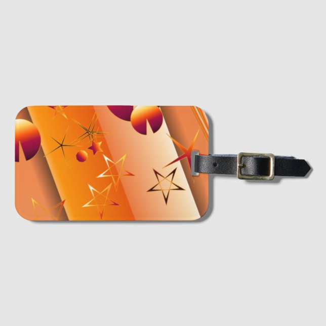 Luggage Tag with Orange Abstract Design  (Front Horizontal)