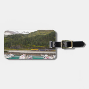 Luggage tag with photography of mountains Alaska