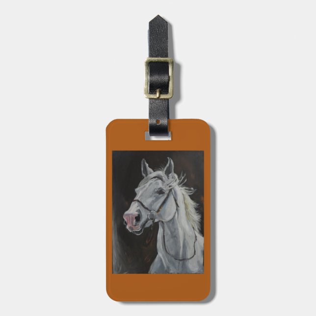 luggage tag with white horse (Front Vertical)