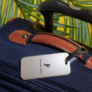 Luggage Tags Monogram Gold Silver Look Elegant