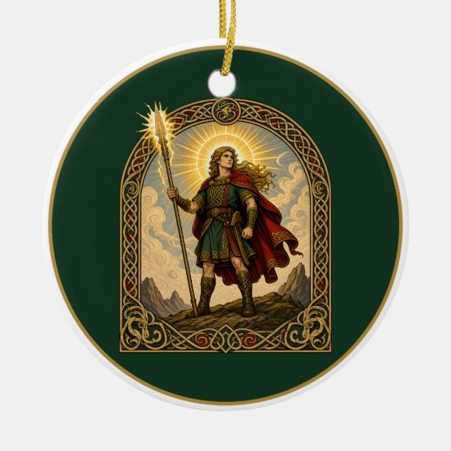 Lugh of the Long Arm Ceramic Tree Decoration (Front)