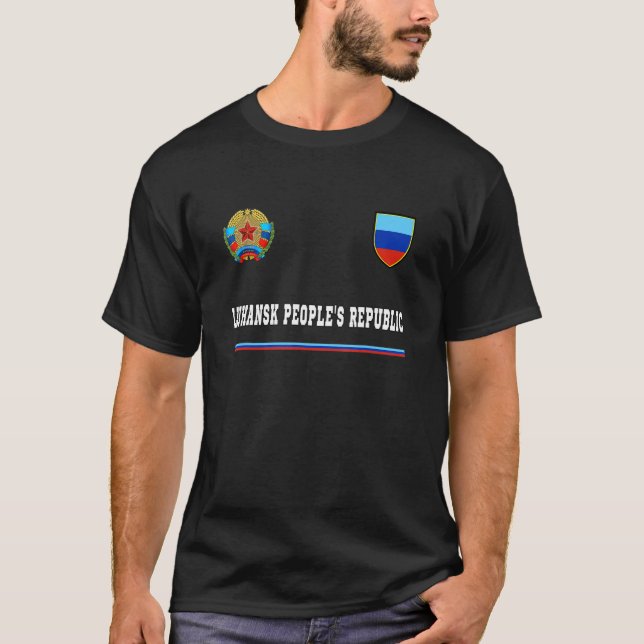 Luhansk People's Republic  Sportssoccer Flag T-Shirt (Front)