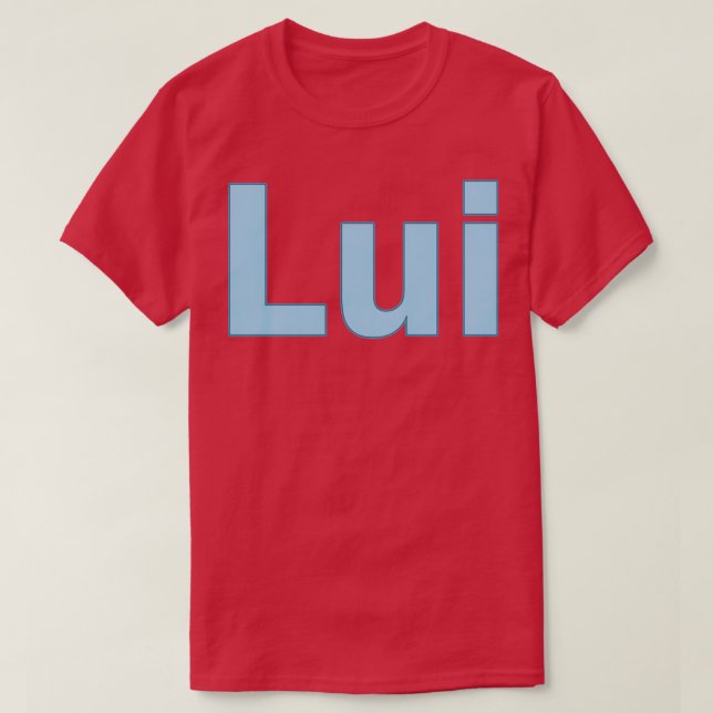 Lui blue name personalised lettering text T-Shirt (Design Front)