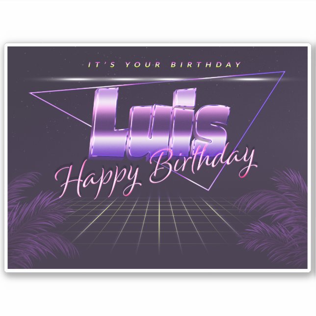 Luis Name First Name lila retro Sticker Birthday (Front)
