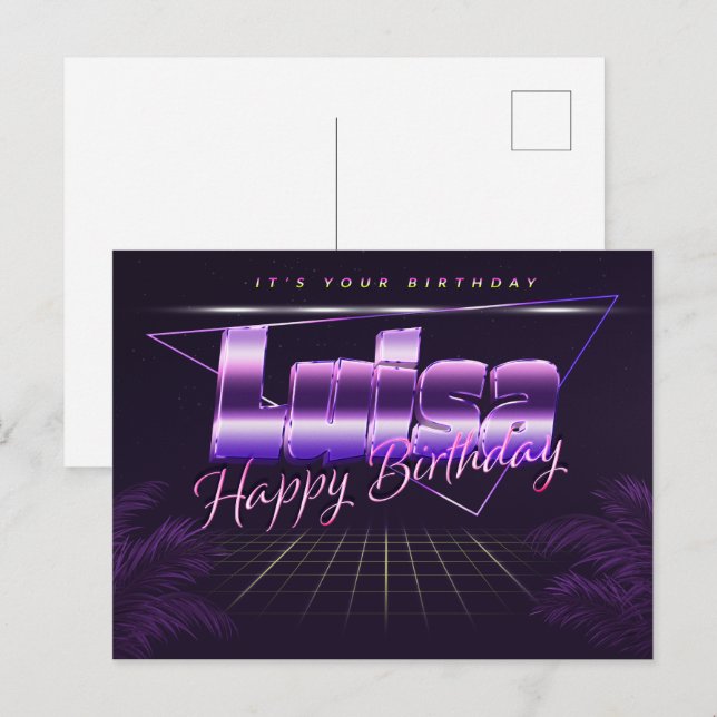 Luisa name first name lilac postcard birthday (Front/Back)