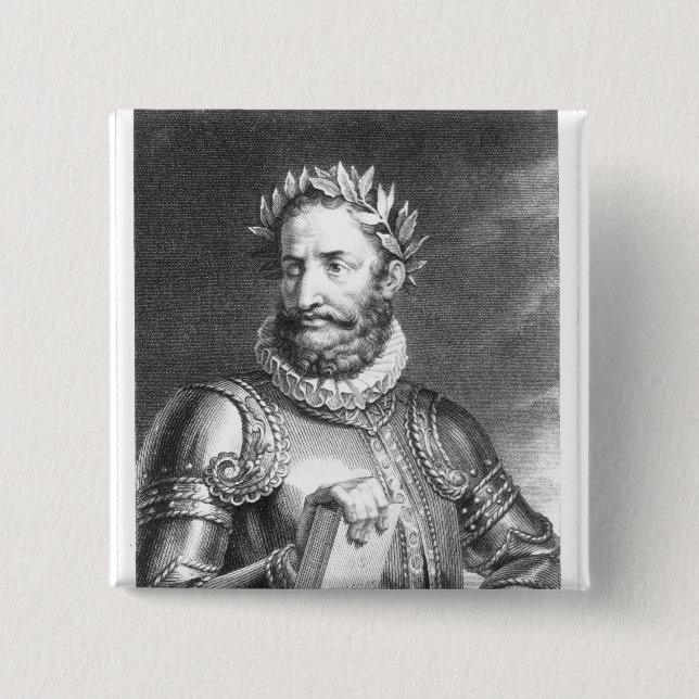 Luiz Vaz de Camoes  engraved by B. Roger 15 Cm Square Badge (Front)